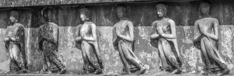 Bas-relief of Walking Buddhas 