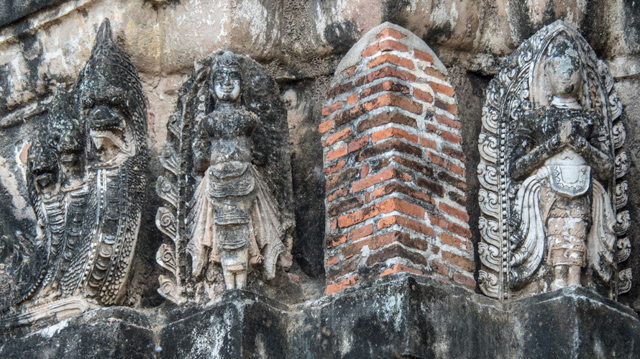 Stucco carving of the prangs of Wat Mahathat 