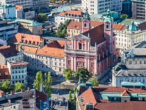 Prešernov trg Square viewed from Ljubljana Castle.