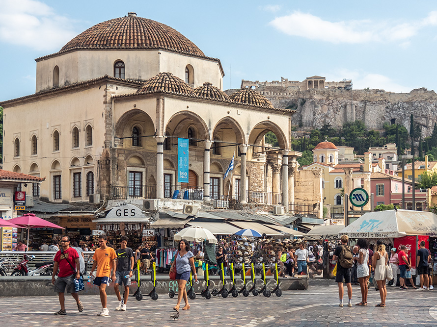 Tzisdaraki Mosque is located in Monastiraki Square, Athens.