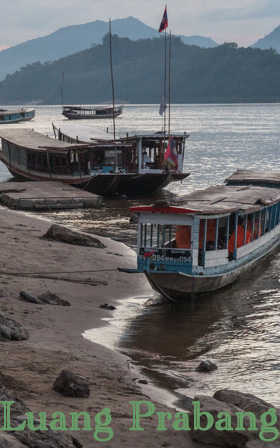 Long slow boat on the Mekong at Luang Prabang. 